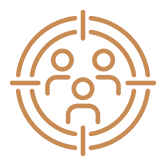 A target symbol with a face inside on a brown background.